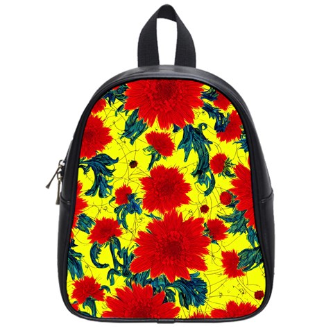 Red Flowers on Yellow School Bag (Small)