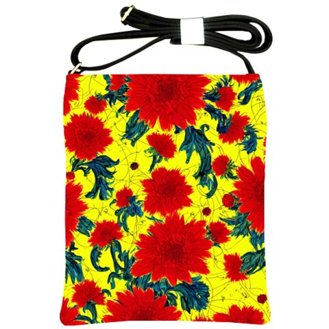 Red Flowers on Yellow Shoulder Sling Bag