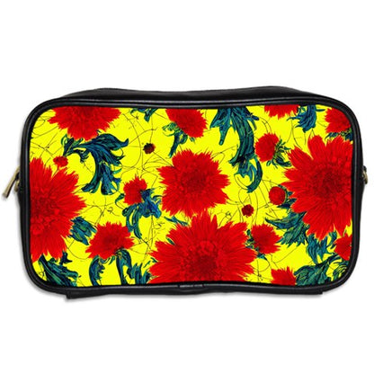 Red Flowers on Yellow Toiletries Bag (Two Sides)