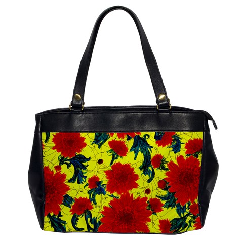 Red Flowers on Yellow Oversize Office Handbag