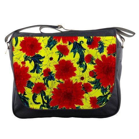 Red Flowers on Yellow Messenger Bag