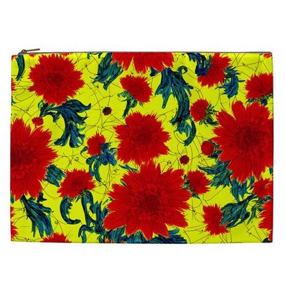 Red Flowers on Yellow Cosmetic Bag (XXL)