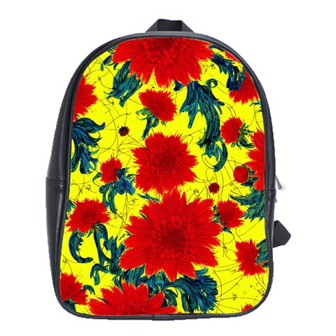 Red Flowers on Yellow School Bag (XL)