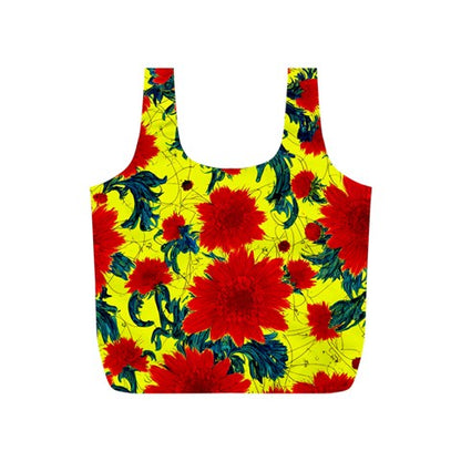 Red Flowers on Yellow Full Print Recycle Bag (S)