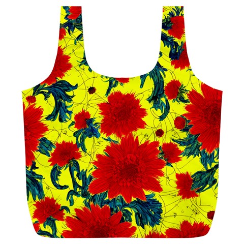 Red Flowers on Yellow Full Print Recycle Bag (XL)