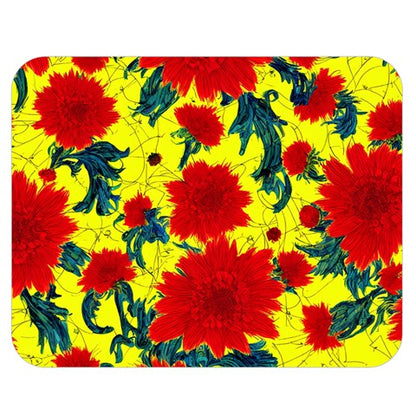 Red Flowers on Yellow Premium Plush Fleece Blanket (Medium)