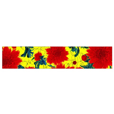 Red Flowers on Yellow Small Premium Plush Fleece Scarf