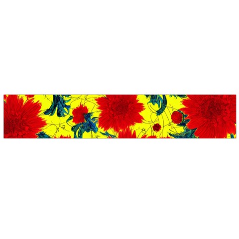 Red Flowers on Yellow Large Premium Plush Fleece Scarf