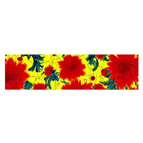 Red Flowers on Yellow Oblong Satin Scarf (16" x 60")