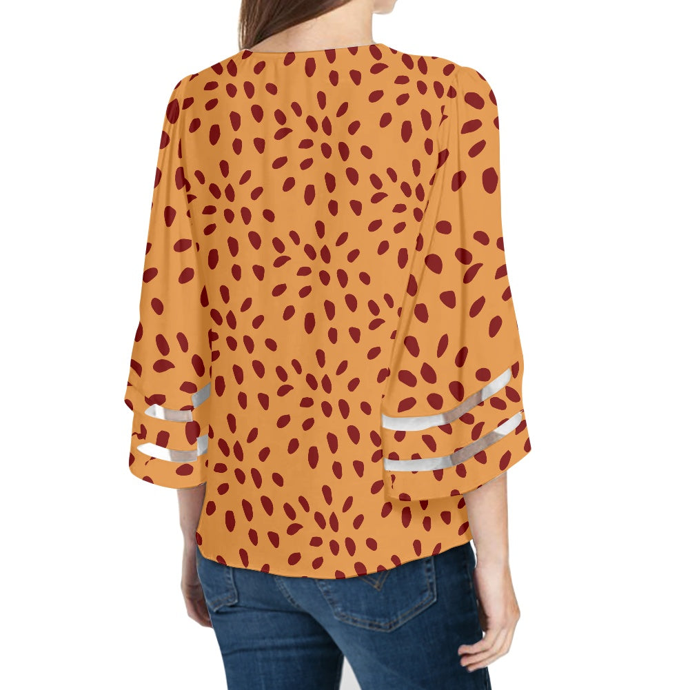 African Mudcloth Women Puff Sleeve Blouse