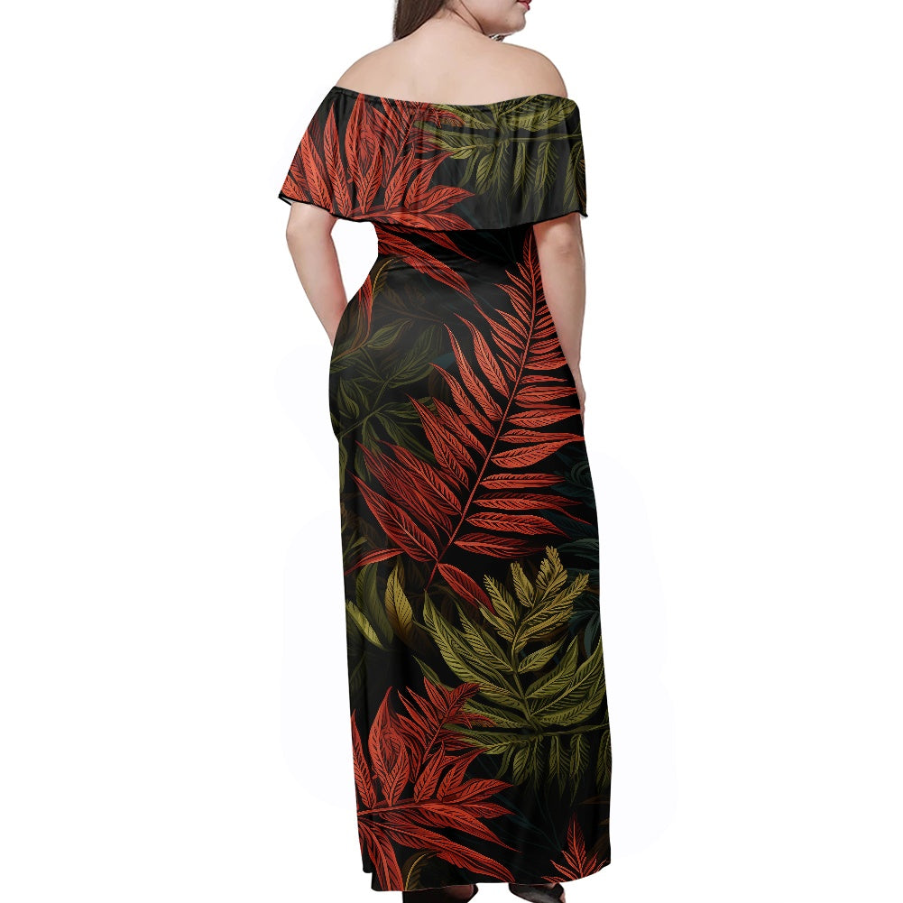 Tropical Women's Off The Shoulder short sleeve dress