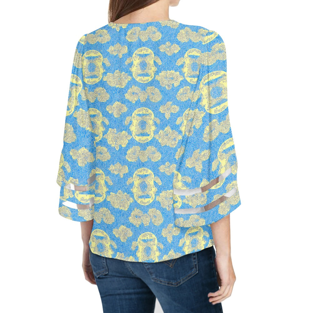 Hawaiian Vintage Women Puff Sleeve Blouse