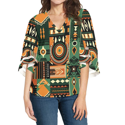 African Women Puff Sleeve Blouse white