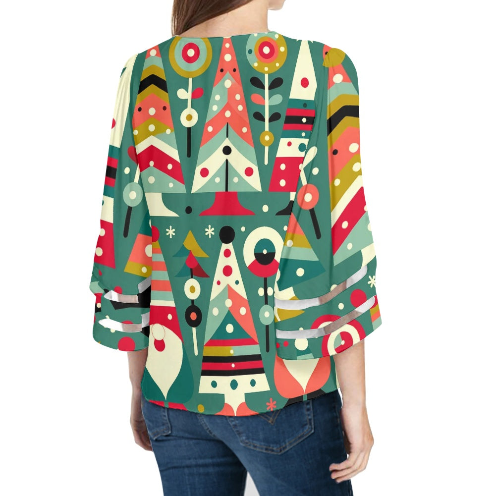Christmas Women Puff Sleeve Blouse