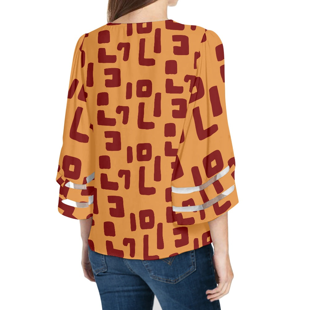 African Mudcloth Women Puff Sleeve Blouse