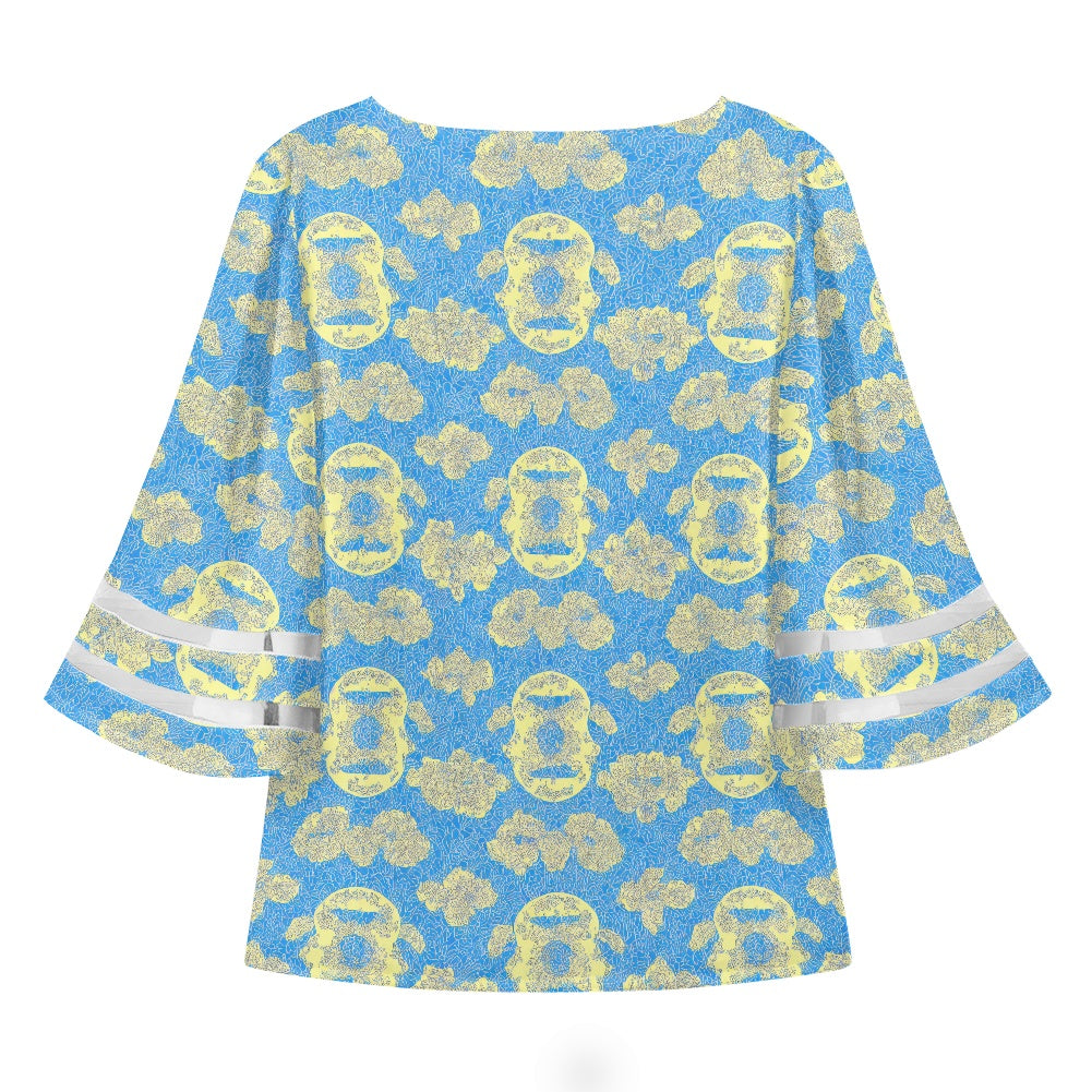 Hawaiian Vintage Women Puff Sleeve Blouse