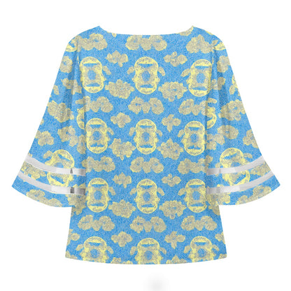 Hawaiian Vintage Women Puff Sleeve Blouse