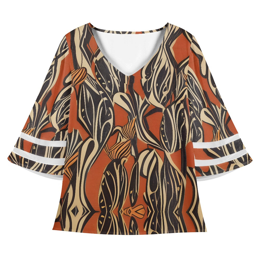 African Ethnic Women Puff Sleeve Blouse