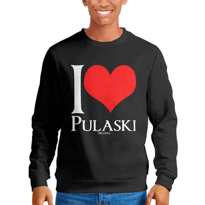 Show Your Pulaski Pride: Custom Made I Heart Pulaski Black Men's Sweatshirt