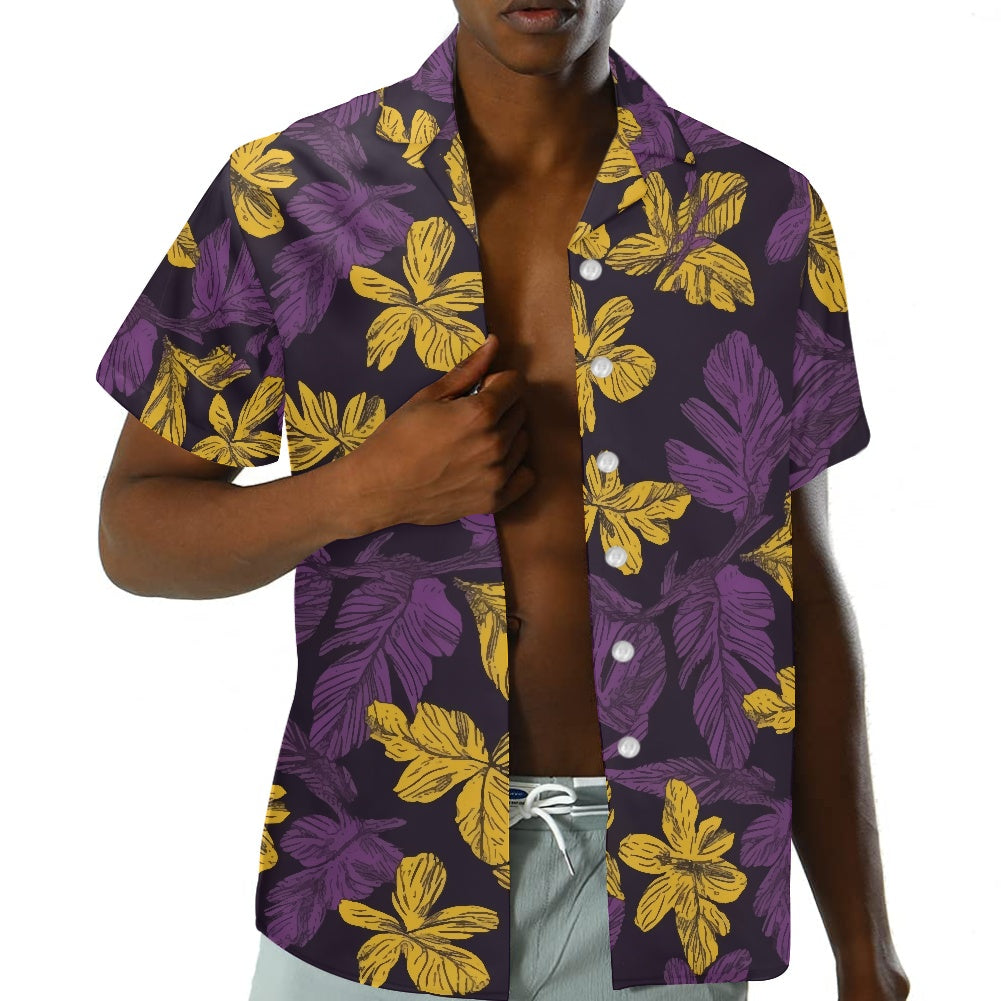 Laua'e Yellow and Purple Hawaiian shirt