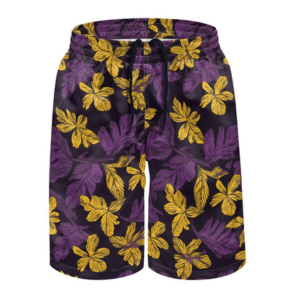 Laua'e Yellow and Purple Beach Shorts