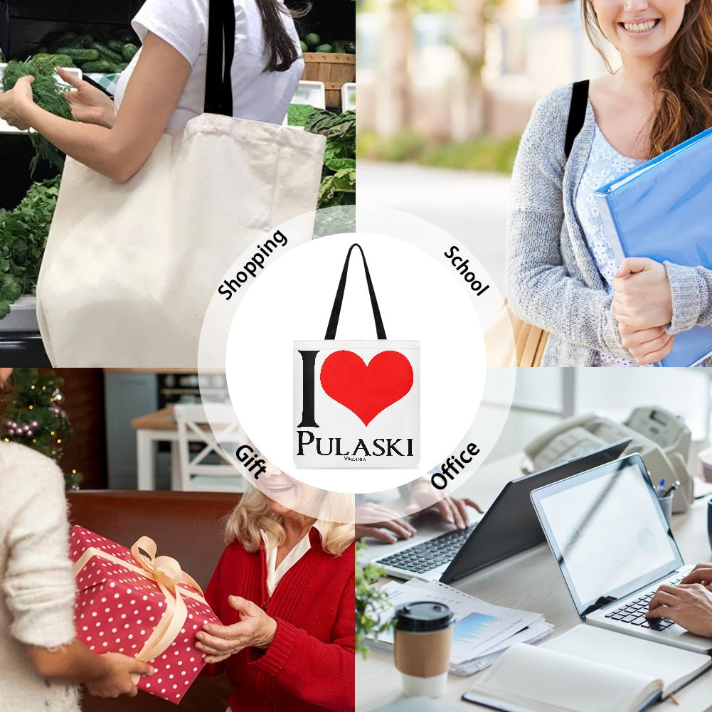 White "I Heart Pulaski" Shopping bag  ( Double-sided Print )