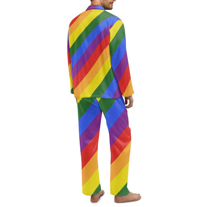Unveil the Spectrum of Comfort: Luxtrini's Rainbow Men's Button Pajamas