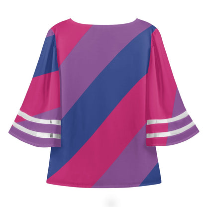 Bisexual Stripes Women Puff Sleeve Blouse