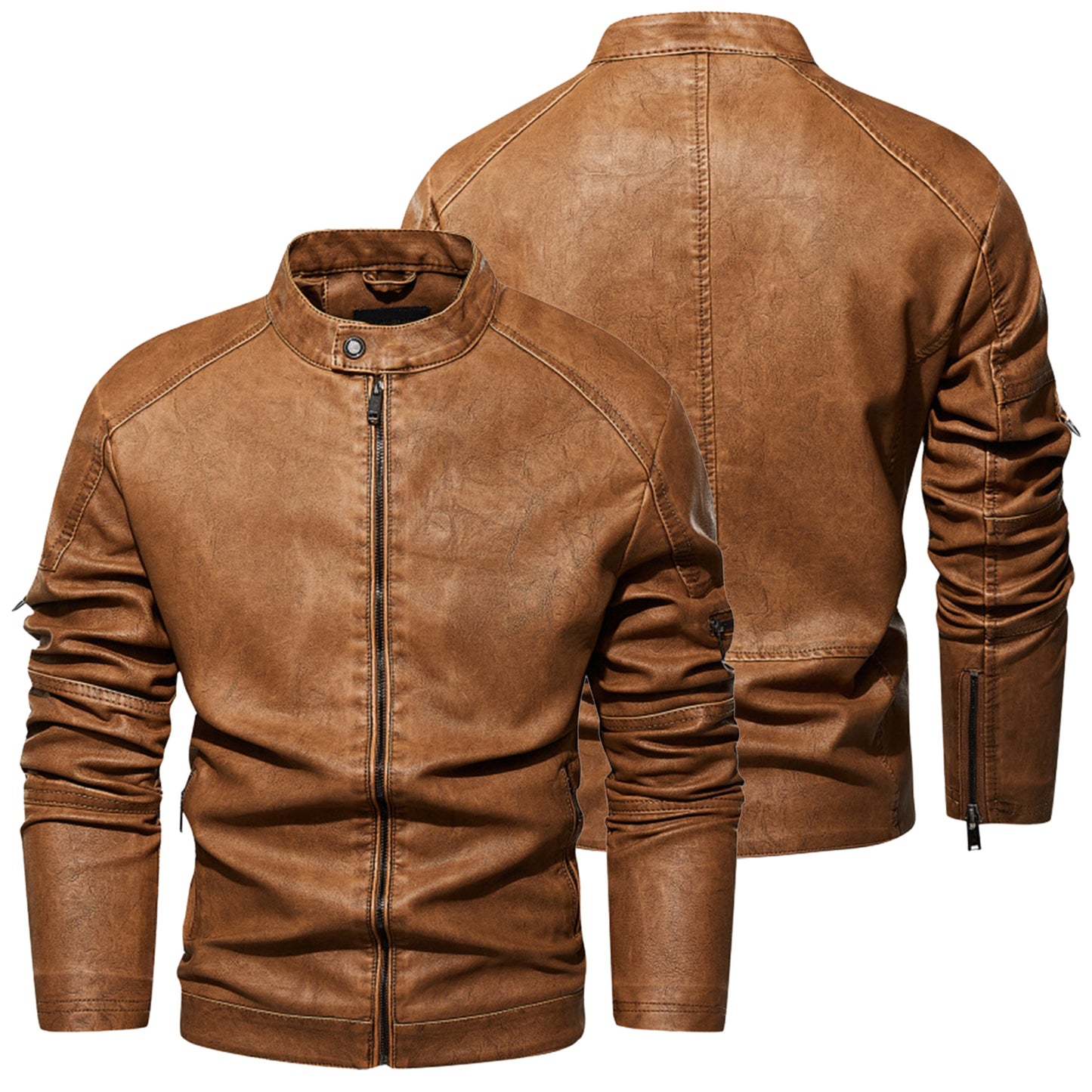 Leather Racer Jackets, Bronze, Midinight Blue, Black, Sizes S to 3XL