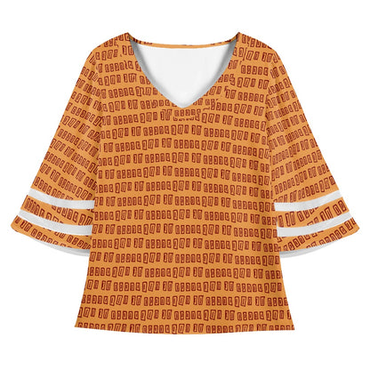 African Mudcloth Women Puff Sleeve Blouse
