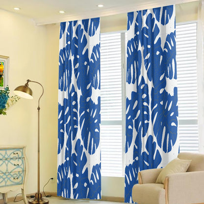 Luxtrini Blue Monstera Leaves Curtain - Elevate Your Home with Timeless Elegance