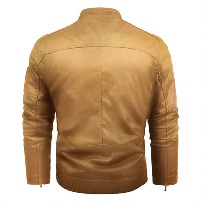 Leather Jacket, Goldenrod, Black, Sizes S to 5XL