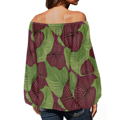 Kalo on Maroon Off Shoulder Chiffon Blouse