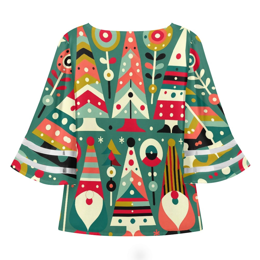 Christmas Women Puff Sleeve Blouse