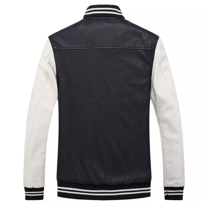 Stylish Vintage-Inspired Faux Leather Bomber Jacket