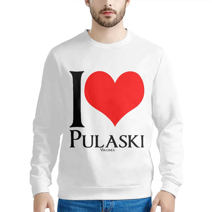 Show Your Pulaski Pride: Custom Made, I Heart Pulaski,White,  Men's Sweatshirt