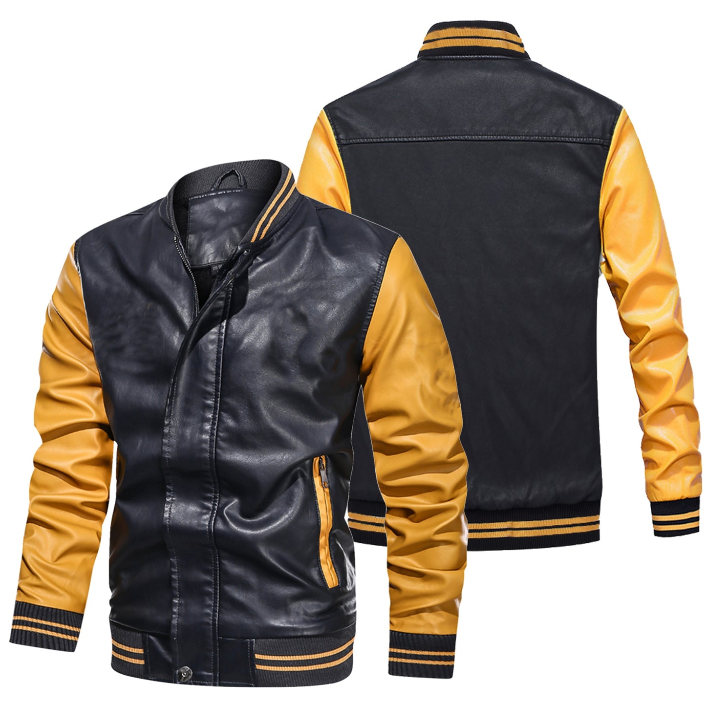 Stylish Vintage-Inspired Faux Leather Bomber Jacket