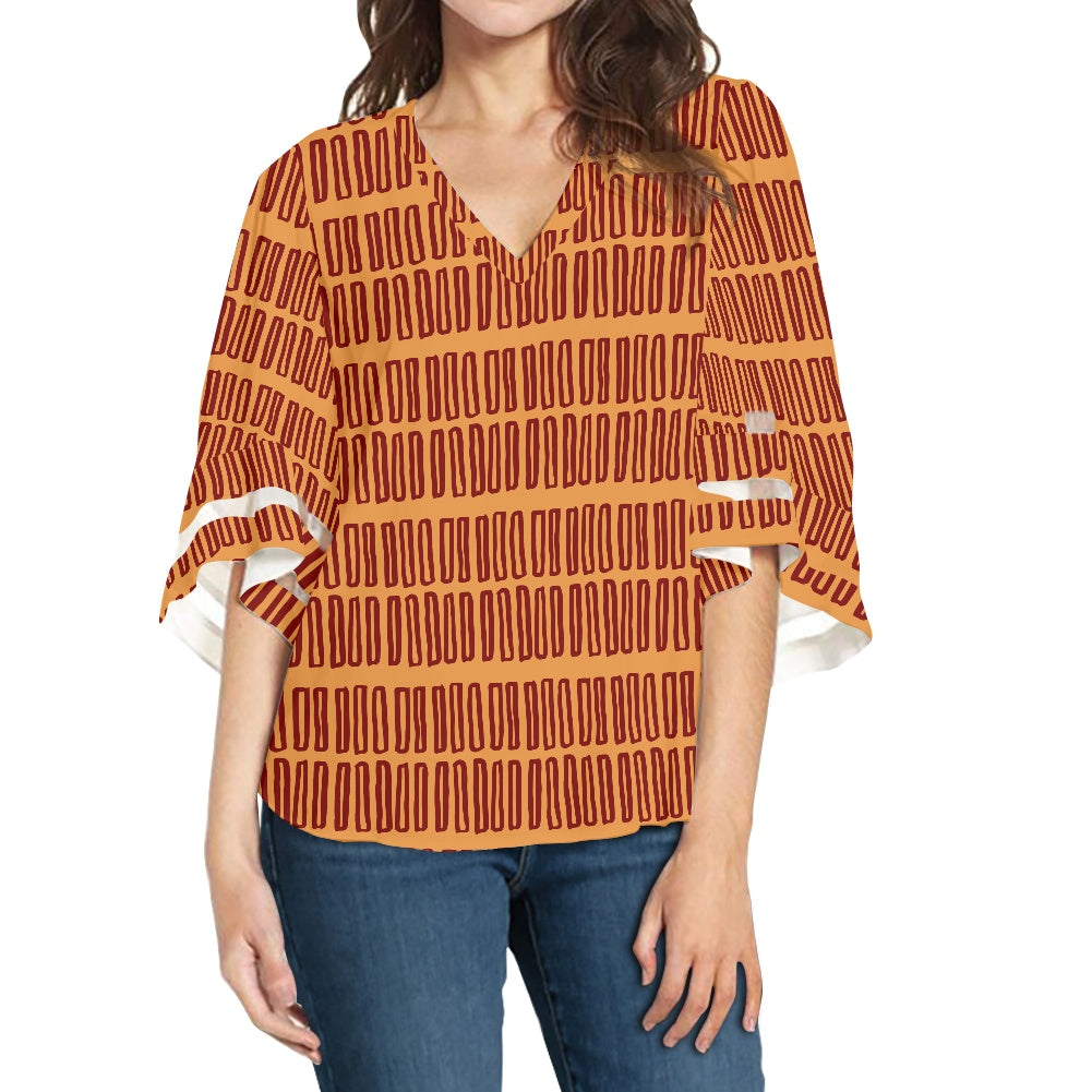 African Women Puff Sleeve Blouse white