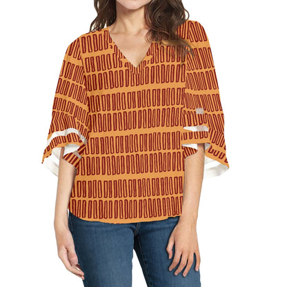 African Women Puff Sleeve Blouse white