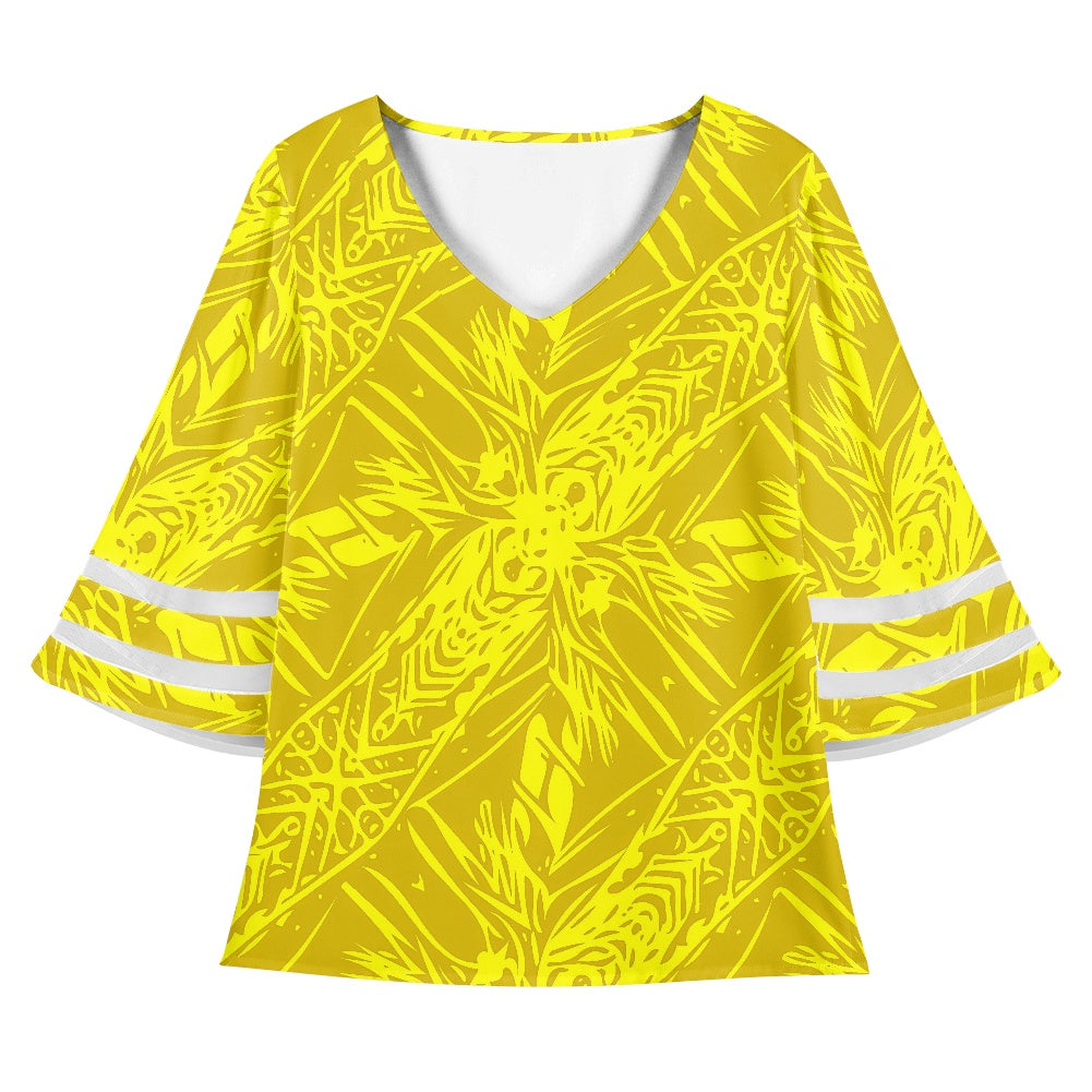 Yellow Fern Women Puff Sleeve Blouse