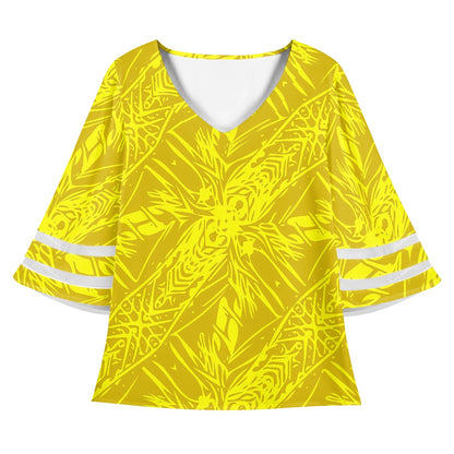 Yellow Fern Women Puff Sleeve Blouse