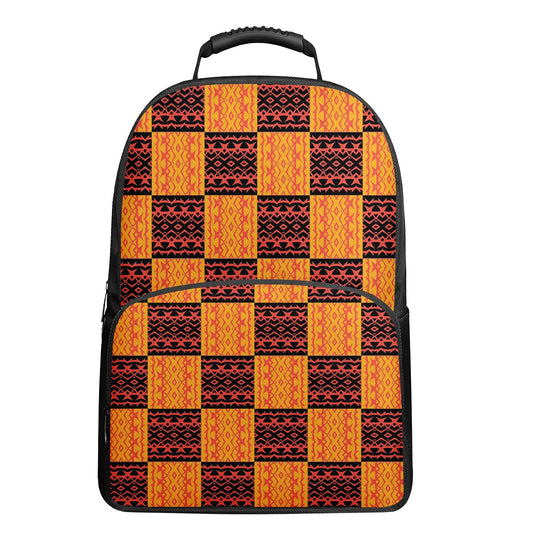 Black and Orange Tribal Design -  17 Inch Felt Backpack