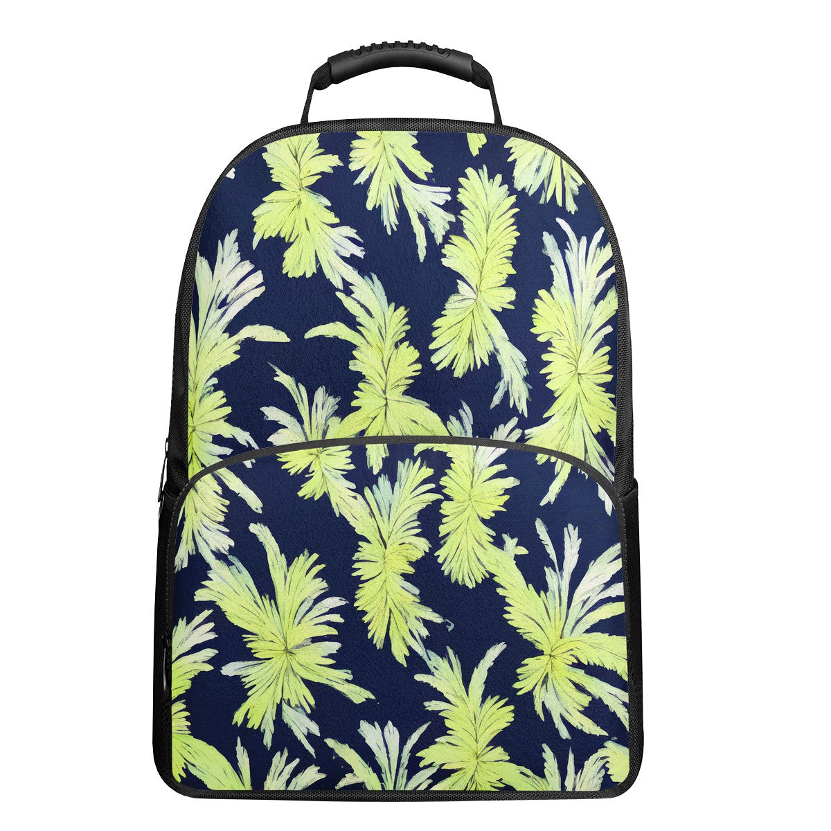 Palm Fronds - Lime Green and Black 17 Inch Felt Backpack