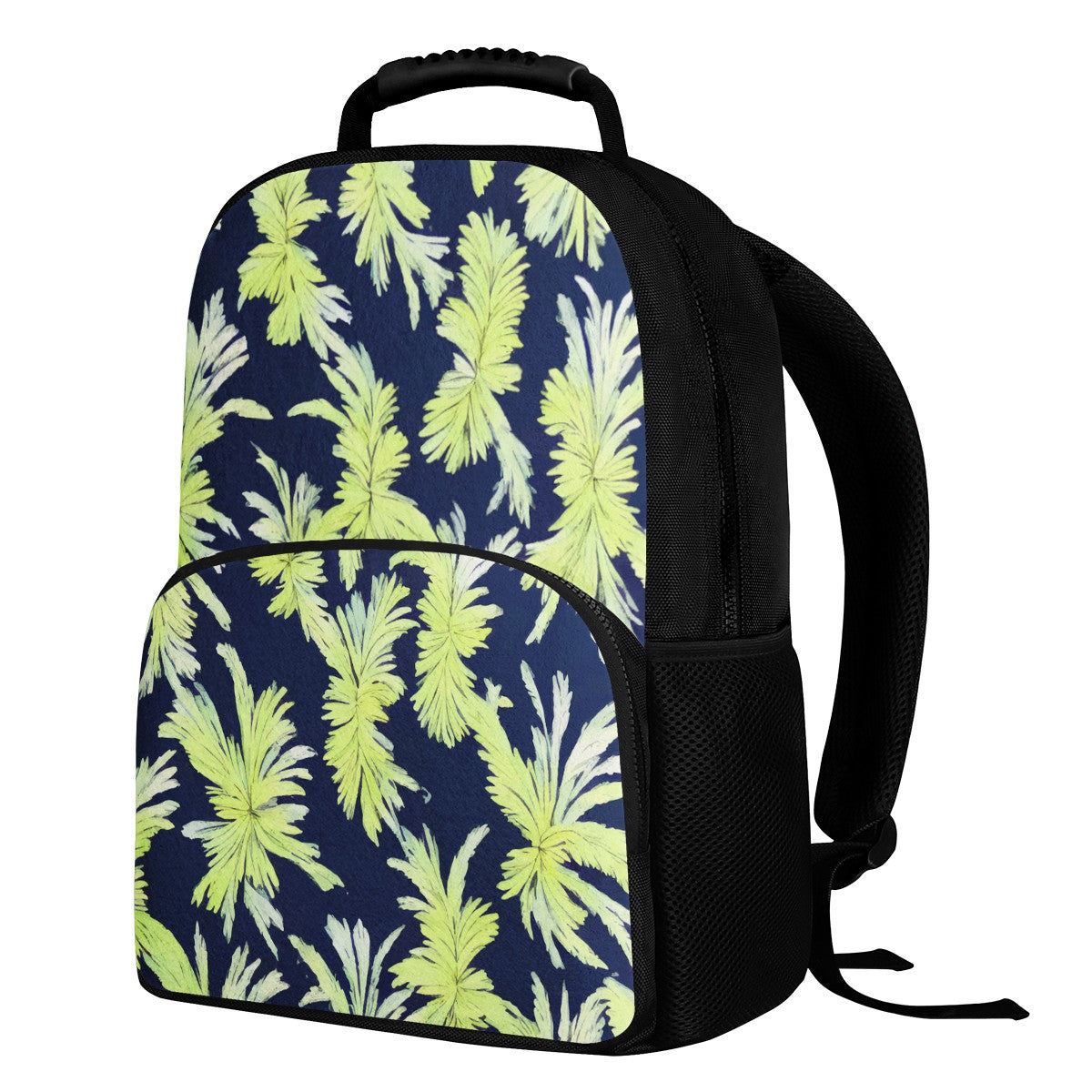 Palm Fronds - Lime Green and Black 17 Inch Felt Backpack