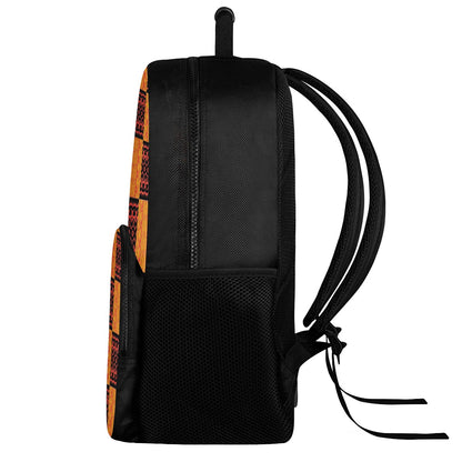 Black and Orange Tribal Design -  17 Inch Felt Backpack