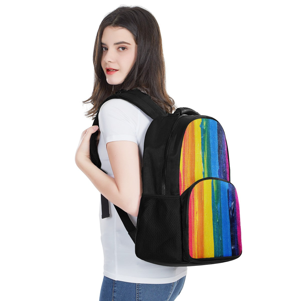 Rainbow Painting 17 Inch Felt Backpack