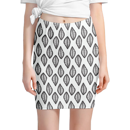 African | Ethnic | Mudcloth | #16 Black and White Women’s Mini Skirt