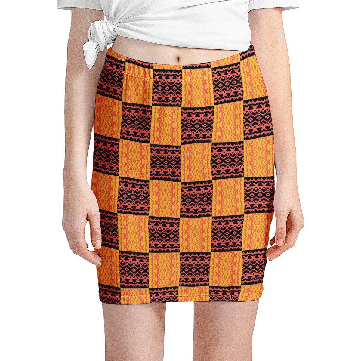 Black and Orange Tribal Design - Women’s Mini Skirt