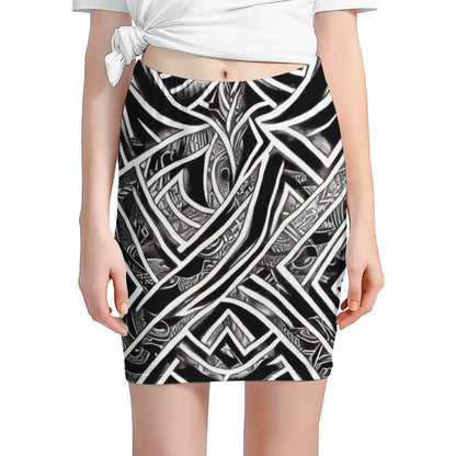 Black and White Polynesian Women’s Mini Skirt