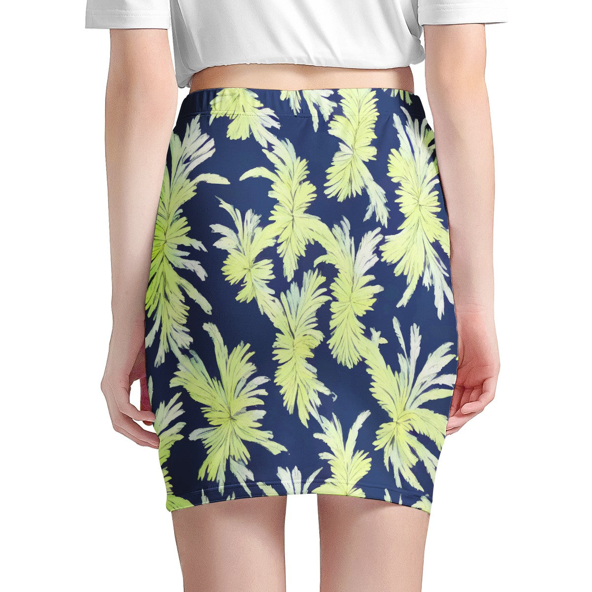 Puakenikeni - Lime Green and Black Women’s Mini Skirt - Luxtrini, LLC